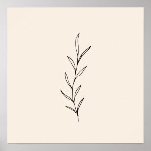 Minimal Black Leaves Poster
