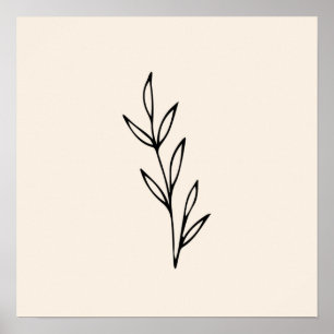 Minimal Black Leaves Poster