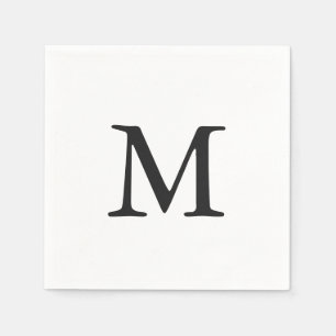 Minimal Black Monogram Wedding Napkin