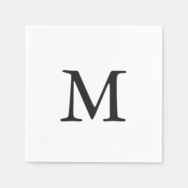 Minimal Black Monogram Wedding Napkin (Front)