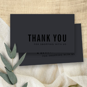MINIMAL BLACK ON BLACK THANK YOU LOGO SHOPPING BUSINESS CARD
