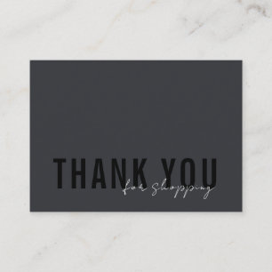 Minimal Black on Black Thank You Logo Shopping Business Card