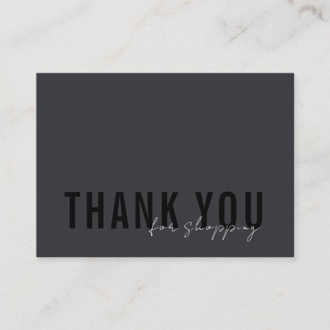Minimal Black on Black Thank You Logo Shopping Business Card (Front)