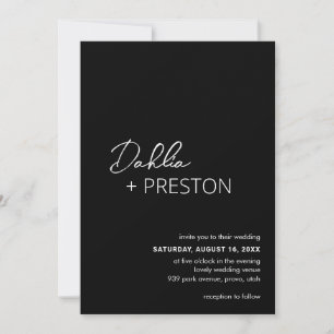 Minimal Black QR Code Modern Wedding Invitation