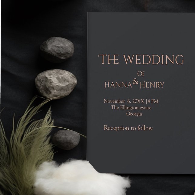 Minimal Black  rose gold Modern invitation (Creator Uploaded)