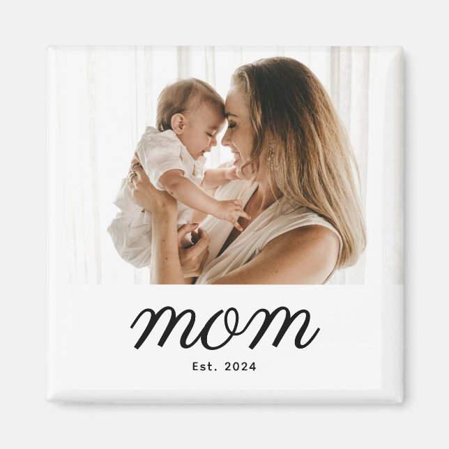 Minimal Black Script Mom Established Magnet (Front)
