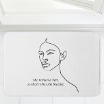 Minimal Black She Became A Hero Inspiration Girl  Bath Mat<br><div class="desc">Minimal Black She Became A Hero Inspiration Girl</div>