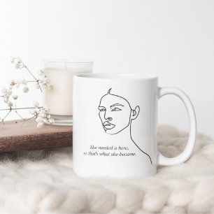 Minimal Black She Became A Hero Inspiration Girl  Coffee Mug