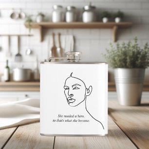 Minimal Black She Became A Hero Inspiration Girl Hip Flask
