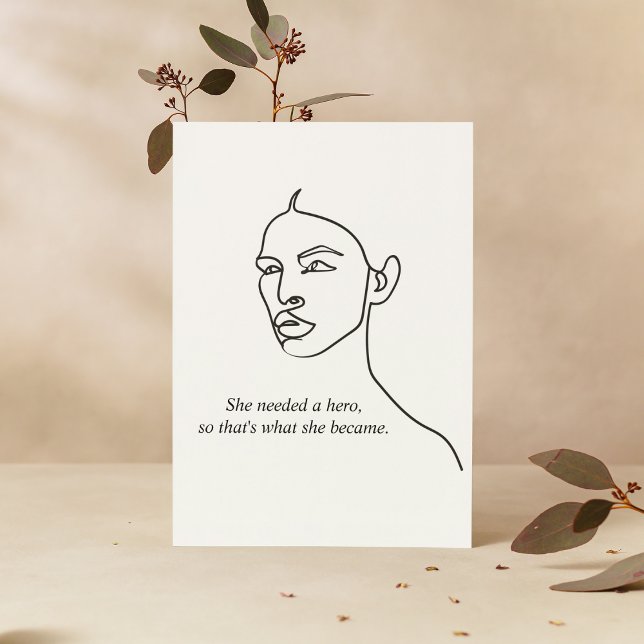Minimal Black She Became A Hero Inspiration Girl  Holiday Card (Creator Uploaded)