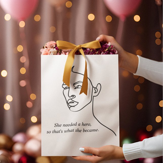 Minimal Black She Became A Hero Inspiration Girl  Large Gift Bag (Creator Uploaded)