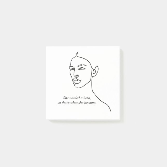 Minimal Black She Became A Hero Inspiration Girl  Post-it Notes (Front)