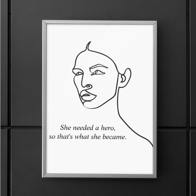 Minimal Black She Became A Hero Inspiration Girl  Poster (Creator Uploaded)