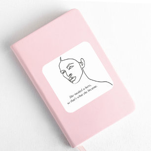 Minimal Black She Became A Hero Inspiration Girl  Square Sticker
