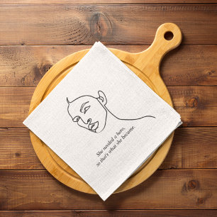 Minimal Black She Became A Hero Inspiration Girl  Tea Towel