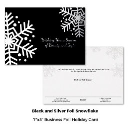 Minimal Black Silver Winter Snowflake Business  Foil Holiday Card