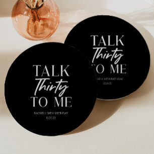 Minimal Black Talk Thirty To Me 30th Birthday  Paper Plate