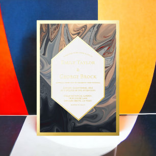 Minimal Black Terracotta Abstract Art Wedding Gold