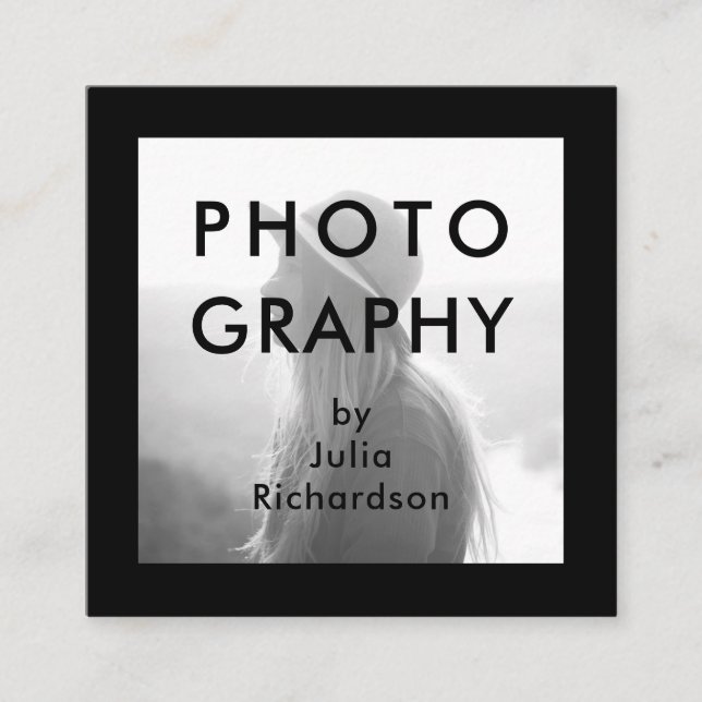 Minimal Black | Two Photos for Photographers Square Business Card (Front)