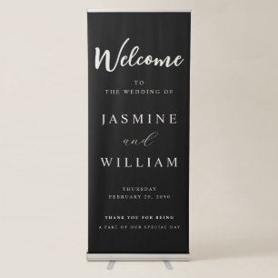 Minimal Black Wedding Welcome Retractable Banner