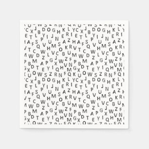Minimal Black White Alphabet Pattern  Napkin
