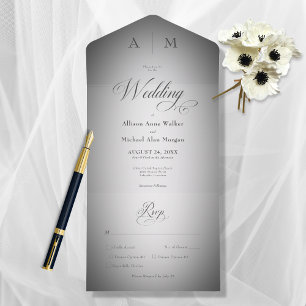 Minimal Black & White Blur Modern Dinner All In One Invitation