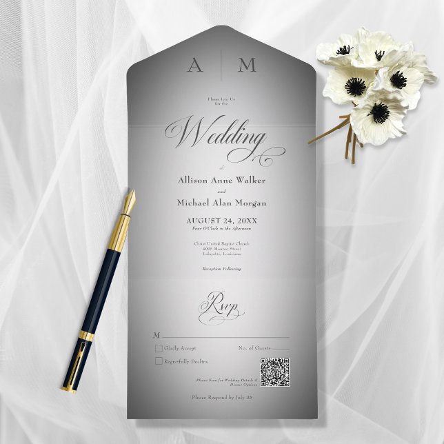 Minimal Black & White Blur Modern QR Code All In One Invitation (Creator Uploaded)