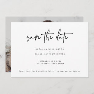Minimal Black White Calligraphy Wedding One Photo Save The Date