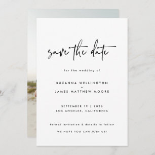 Minimal Black White Calligraphy Wedding Photo Save The Date
