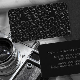Minimal Black & White Camera Pattern Photography Business Card