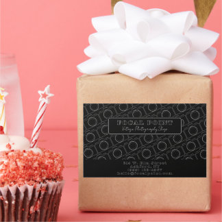 Minimal Black & White Camera Pattern Photography Rectangular Sticker