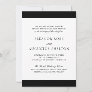 Minimal Black White Classic Elegant Modern Wedding Invitation