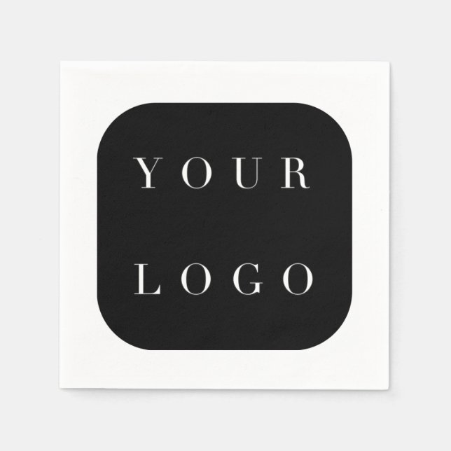 Minimal Black White Company Brand Logo Napkin (Front)