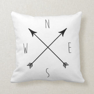 Minimal Black & White Compass Cushion
