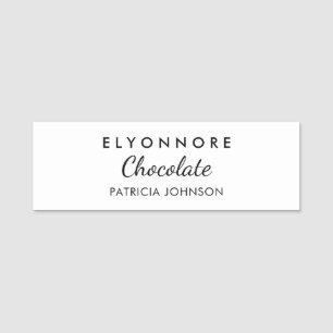 Minimal Black White Custom Staff Name Tag