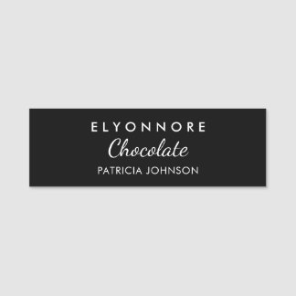 Minimal Black White Custom Staff Name Tag