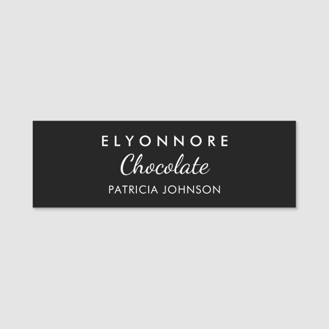Minimal Black White Custom Staff Name Tag (Front)