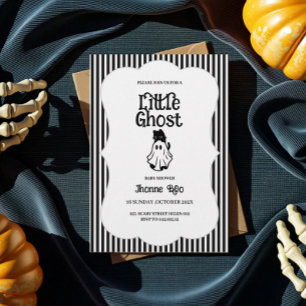 Minimal Black & White Ghost Baby Shower Invitation