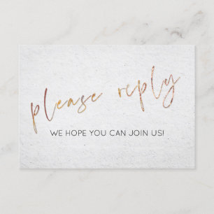 Minimal Black & White Gold Type Wedding RSVP Meals Invitation