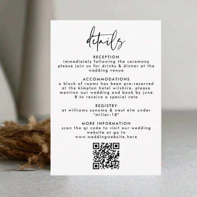 Minimal Black White Handwritten Script Wedding Enclosure Card (Creator Uploaded)