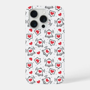 Minimal Black & White Heart Notification Pattern iPhone 15 Pro Case