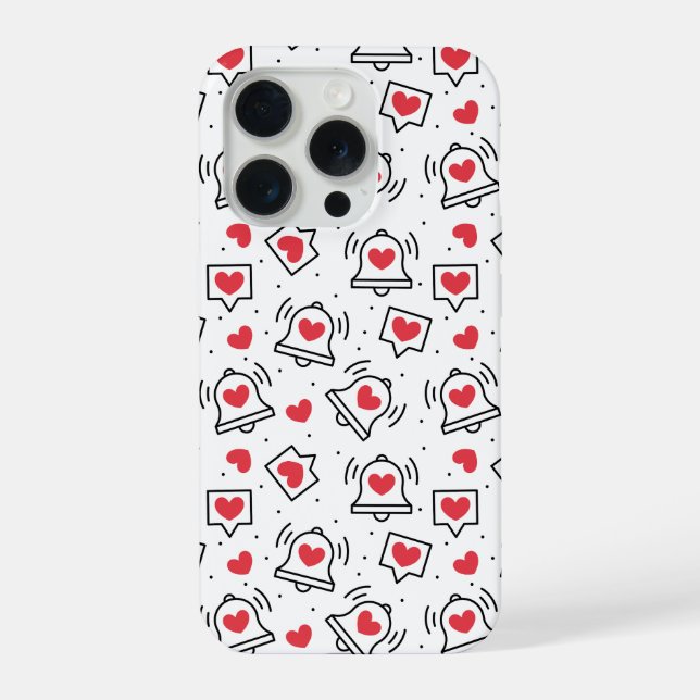Minimal Black & White Heart Notification Pattern iPhone Case (Back)