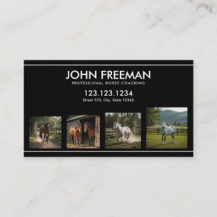 Minimal Black & White Horse Photo Equestrian Business Card