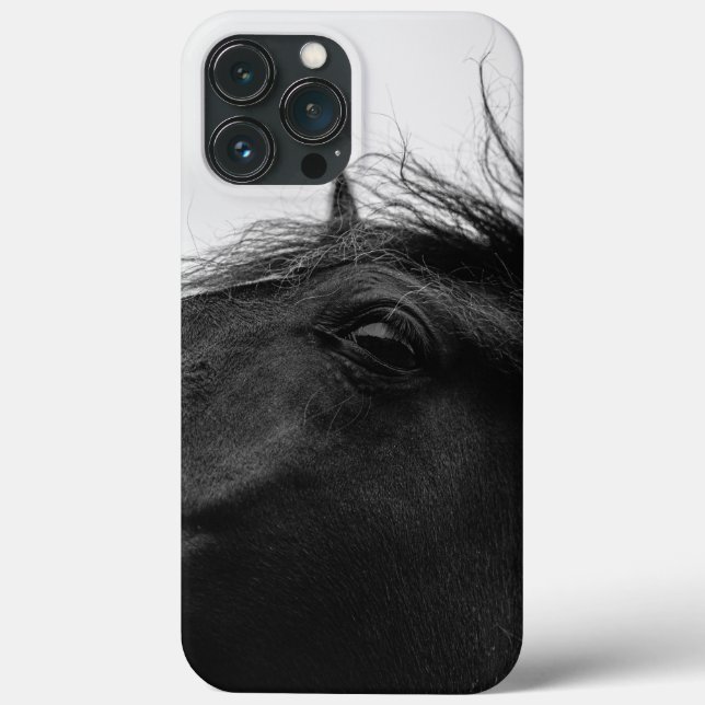 Minimal Black White Horse Portrait Equestrian Case-Mate iPhone Case (Back)