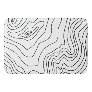 Minimal Black & White line art Modern Design Bath Mat