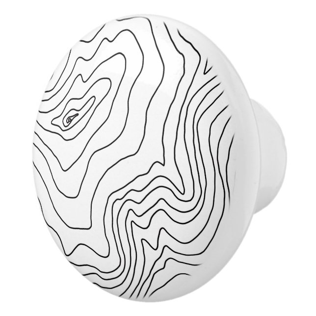 Minimal Black & White line art Modern Design Ceramic Knob (Right)