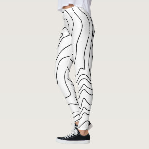 Minimal Black & White line art Modern Design Leggings