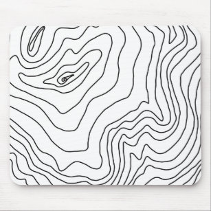 Minimal Black & White line art Modern Design Mouse Mat
