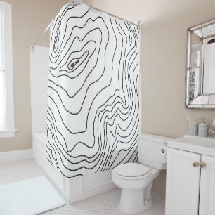 Minimal Black & White line art Modern Design Shower Curtain