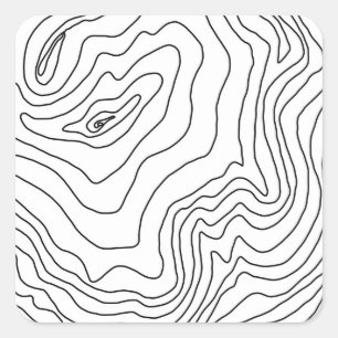 Minimal Black & White line art Modern Design Square Sticker